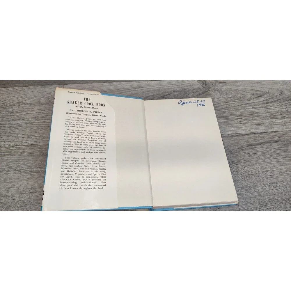 The Shaker Cookbook Not By Bread Alone Caroline Piercy 1973 Vintage Cooking